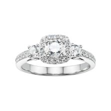 Стерлинговое серебро DiamonLuxe 1 5/8 карат T.W. Обручальное кольцо Halo с имитацией бриллиантовой подушки DiamonLuxe