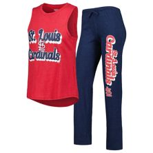 Women's Concepts Sport Navy/Red St. Louis Cardinals Wordmark Meter Muscle Tank Top & Pants Sleep Set Unbranded