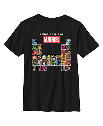 Детская футболка с периодической таблицей героев для мальчиков Marvel