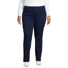 Plus Size Lands' End Starfish Mid-Rise Pull-On Knit Straight-Leg Jeans Lands' End