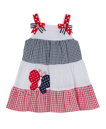 Платье из ткани с цветными блоками для маленьких девочек с аппликацией в виде бабочки Rare Editions