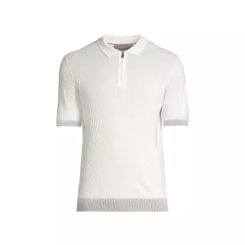 Трикотажная рубашка-поло на молнии из смесового шелка Corneliani
