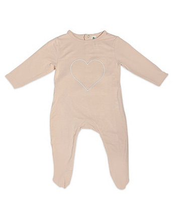 Вискоза для новорожденных девочек из бамбукового сердца с длинным рукавом и клапаном на спине Earth Baby Outfitters