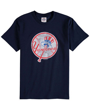 Футболка с потертым логотипом New York Yankees Big Boys and Girls - Темно-синий Soft As A Grape