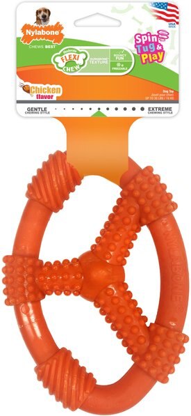 Nylabone Flexi Oval Ring Dog Chew Toy, Orange, Medium/Wolf Nylabone