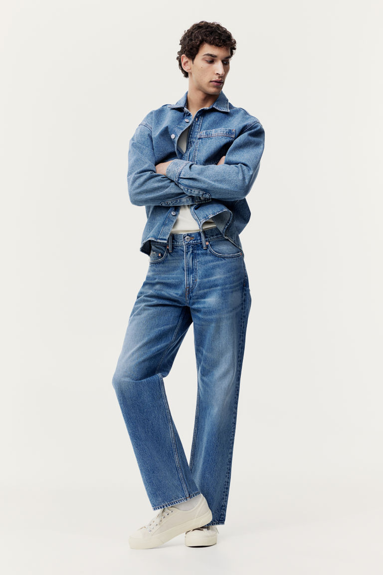 Прямые свободные высокие джинсы H&M
