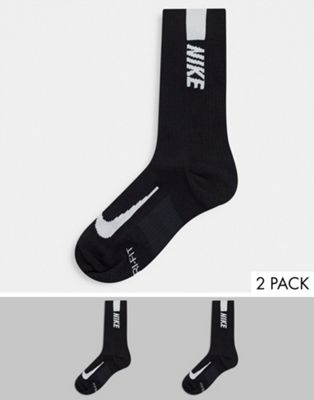 Набор из двух черных носков Nike Running Multiplier Nike
