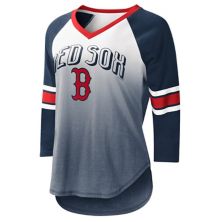 Women's G-III 4Her by Carl Banks White/Navy Boston Red Sox Lead-Off Raglan 3/4-Sleeve V-Neck T-Shirt In The Style