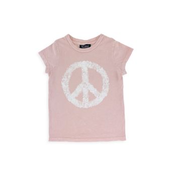 Little Girl's &amp; Girl's Peace Flowers T-Shirt Tiny Whales