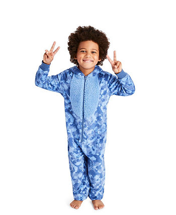 Toddler|Child Boys Plush Flannel Fleece Onesie Sleepwear with Animal Face Hood, Flame Resistant, Footless, Half Zip Kids Pajamas Jellifish Kids