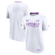 Мужская белая/фиолетовая футболка Washington Capitals 2021 Hockey Fights Cancer Performance с логотипом Fanatics Fanatics