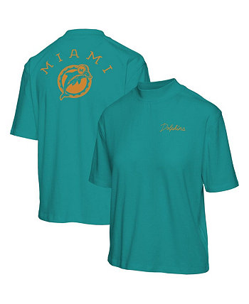Женская футболка Aqua Miami Dolphins с короткими рукавами и воротником-стойкой Junk Food