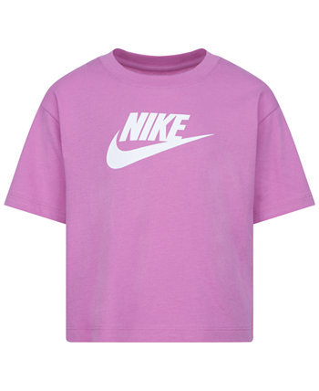 Свободная футболка с короткими рукавами и логотипом для маленьких девочек Nike