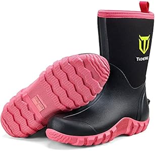 TIDEWE Rubber Boots for Women, 5.5mm Neoprene Insulated Rain Boots with Steel Shank, Waterproof Mid Calf Hunting Boots, Sturdy Rubber Work Boots for Farming Gardening Fishing TIDEWE