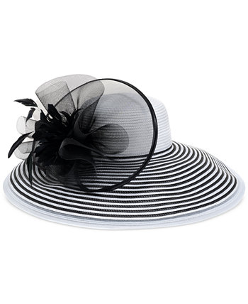 Женская нарядная шляпа с широкими полями в полоску BELLISSIMA