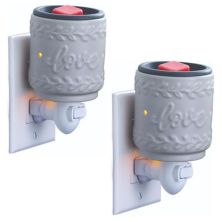 Candle Warmers Etc. 2-Pack Embossed &#34;Love&#34; Plug-In Fragrance Warmers Candle Warmers