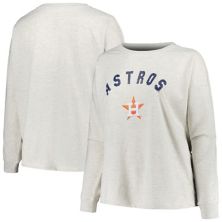 Women's Profile Oatmeal Houston Astros Plus Size French Terry Pullover Sweatshirt Profile