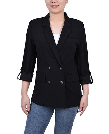 Женская двубортная креповая куртка с длинным рукавом NY Collection