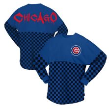 Женская футболка Spirit Jersey Royal Chicago Cubs в клетку с длинным рукавом и принтом Spirit Jersey