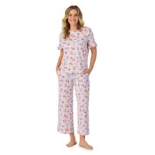 Женский комплект: уютный пижамный топ с короткими рукавами Cuddl Duds® и укороченные пижамные штаны Cuddl Duds