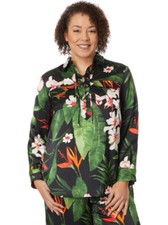 Блуза размера плюс с цветочным принтом и шнуровкой из шармеза LAUREN Ralph Lauren