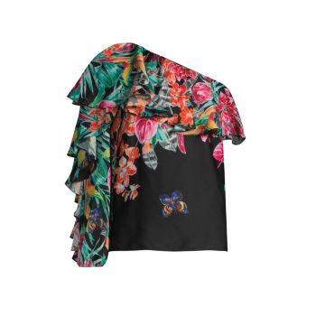 Асимметричная блузка с оборками и цветочным принтом Terri Ungaro