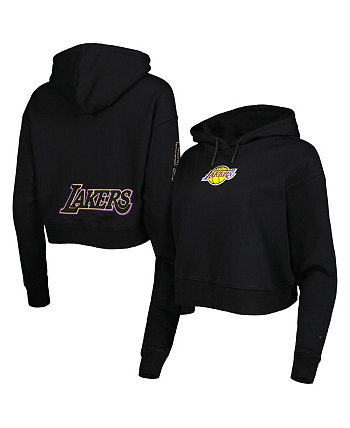 Women's Black Los Angeles Lakers Classic Fleece Cropped Pullover Hoodie Pro Standard