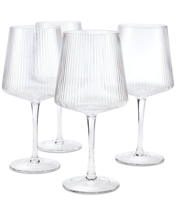 Прозрачные бокалы для вина с рифлением, набор из 4 штук, созданные для Macy's Hotel Collection