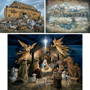 Bits and Pieces Set of Three 1000 Piece Bible Nativity Jigsaw Puzzles by Ruane Manning 20" x 27" Bits and Pieces