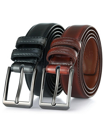 Men's T-Back Traditional Leather Belt Pack of 2 Gallery Seven