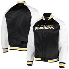 Men's Mitchell & Ness Black/White Pittsburgh Penguins Primetime Raglan Satin Full-Snap Jacket Unbranded