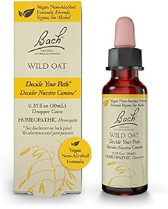 Bach Original Flower Remedies, Wild Oat for Deciding Life's Path (Non-Alcohol Formula), Natural Homeopathic Flower Essence, Holistic Wellness and Stress Relief, Vegan, 10mL Dropper Bach