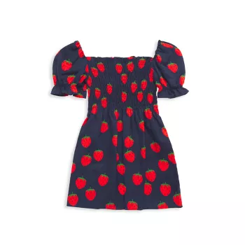 Little Girl's &amp; Girl's Strawberry Print Dress Mini rodini