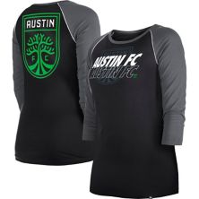 Women's New Era  Black Austin FC Athletic Raglan 3/4-Sleeve T-Shirt New Era