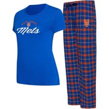 Women's Concepts Sport Royal/Orange New York Mets Arctic T-Shirt & Flannel Pants Sleep Set Unbranded