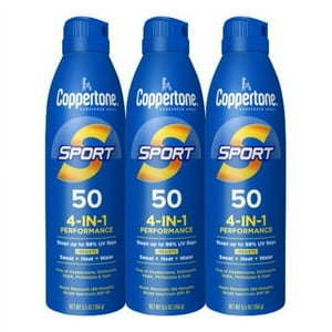 Coppertone SPORT Sunscreen Spray SPF 50, Water Resistant Spray Sunscreen, Broad Spectrum SPF 50 Sunscreen, Bulk Sunscreen Pack, 5.5 Oz Spray, Pack of 3 Coppertone