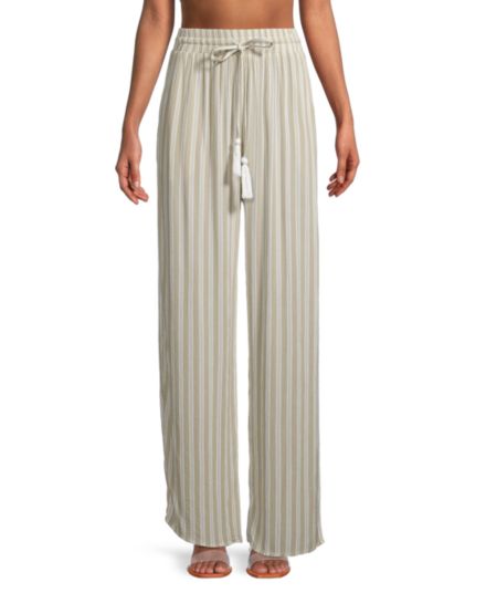 Полосатые прямые брюки Saks Fifth Avenue