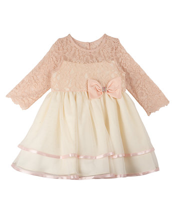 Кружевное платье с длинными рукавами для маленьких девочек и многоярусная юбка Rare Editions