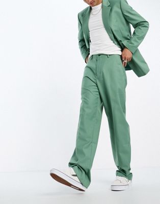 Серо-зеленые костюмные брюки оверсайз Sixth June Sixth June
