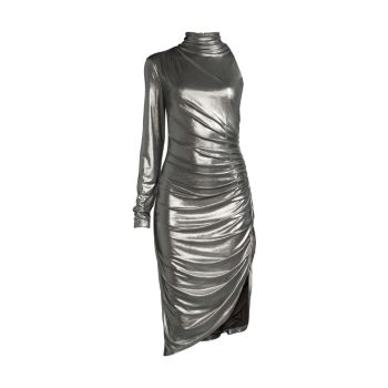 Foil Jersey Ruched Midi Dress ONE33 SOCIAL