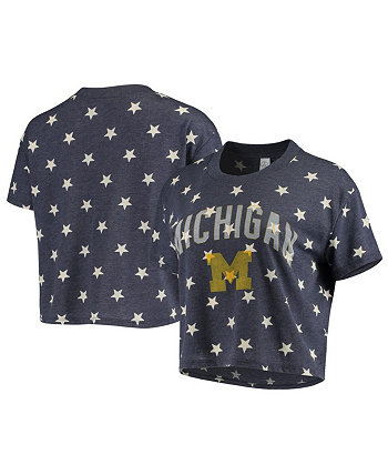 Женская темно-синяя укороченная футболка Tri-Blend Michigan Wolverines Headliner Stars Alternative