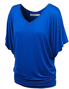 Lock and Love Women's Versatile Casual Short Sleeve Dolman Top – Loose Fit Boat Neck & V-Neck T-Shirt Lock and Love