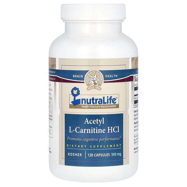 Ацетил L-карнитин гидрохлорид, 500 мг, 120 капсул NutraLife