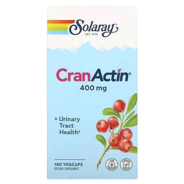 CranActin, Здоровье мочевыводящих путей, 400 мг, 180 растительных капсул Solaray