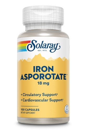 Solaray Iron Asporotate™ -- 18 мг -- 100 капсул Solaray