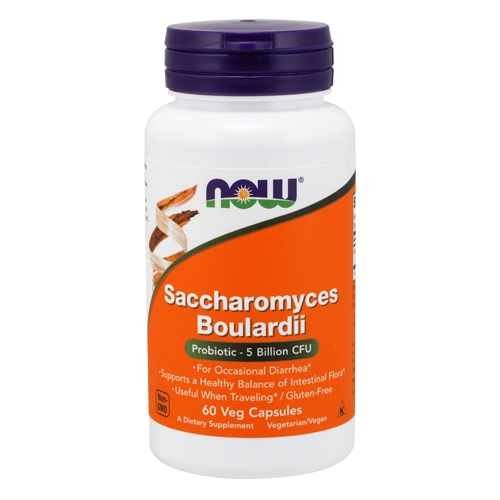 Saccharomyces Boulardii от NOW - 5 миллиардов КОЕ - 60 растительных капсул NOW Foods