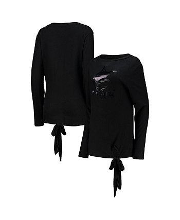 Женские нитки Черная футболка с длинным рукавом Miami Marlins Hacci Tunic Majestic