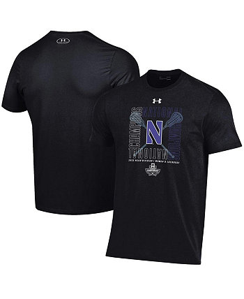 Черная футболка Northwestern Wildcats 2023, женская футболка национальной чемпионки NCAA по лакроссу, выпущенная командой чемпионов Under Armour