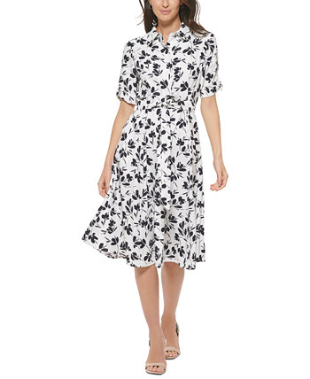 Платье-рубашка миди Petite с цветочным принтом Calvin Klein
