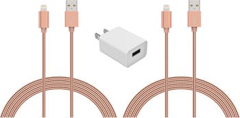 USB-кабель для зарядки и адаптер Lightning, набор из 3 предметов — розовое золото THE POSH TECH